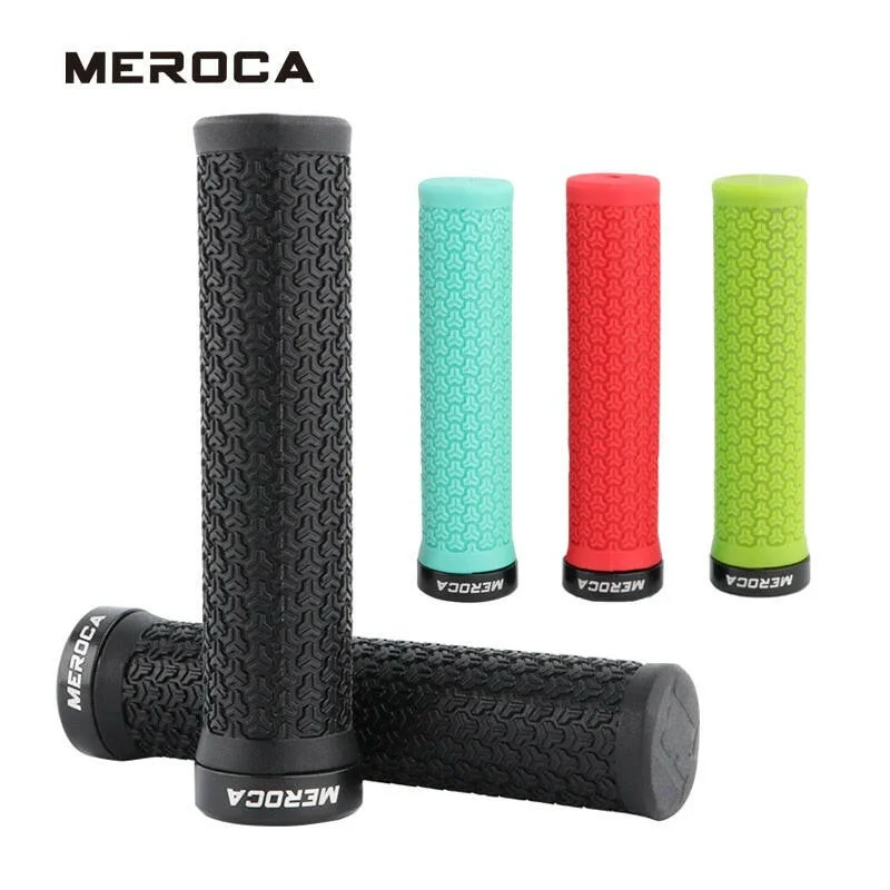 Bicycle riding pants with liners-MEROCA 2Pcs Rubber Bicycle Grip 22.2mm Handlebar Non-slip Grip For Mountain Bike