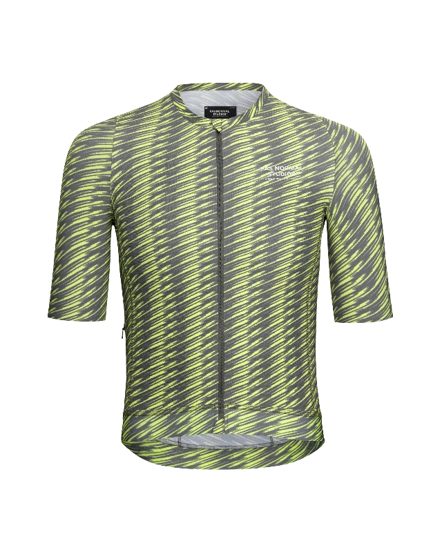 Bike riding vest with durability-Solitude Jersey - Dark Moss/Lime Green