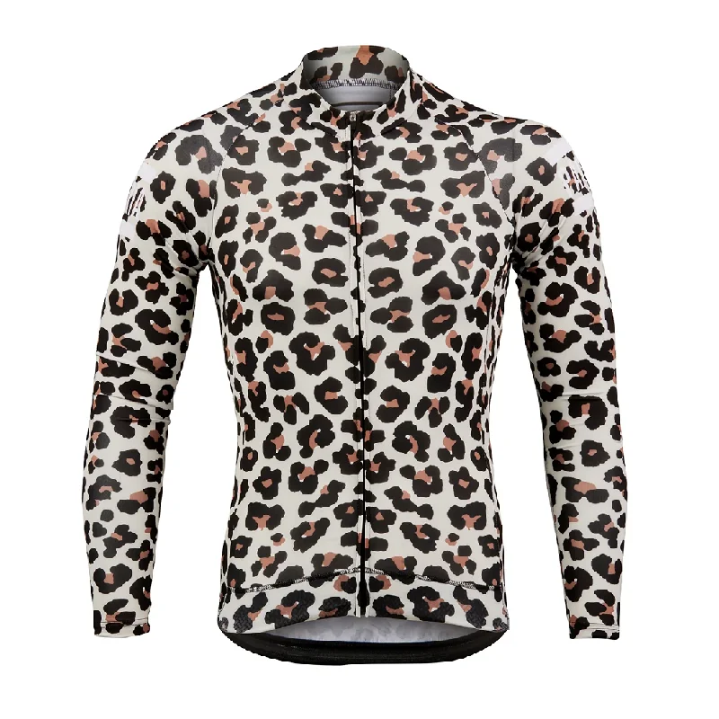 Bicycle shoes for hybrid bikes-Leopard Print Aero Long Sleeve Jersey