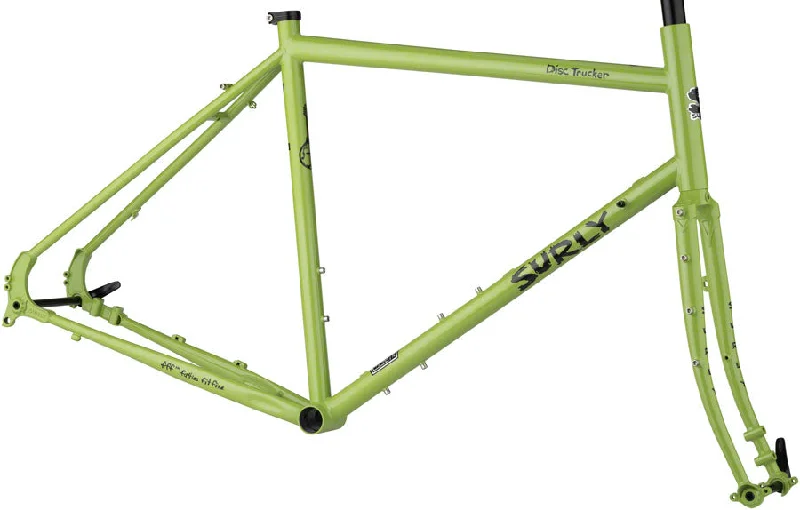 Bicycle socks with stretch back-Surly Disc Trucker Frameset - 700c Steel Pea Lime Soup 58cm