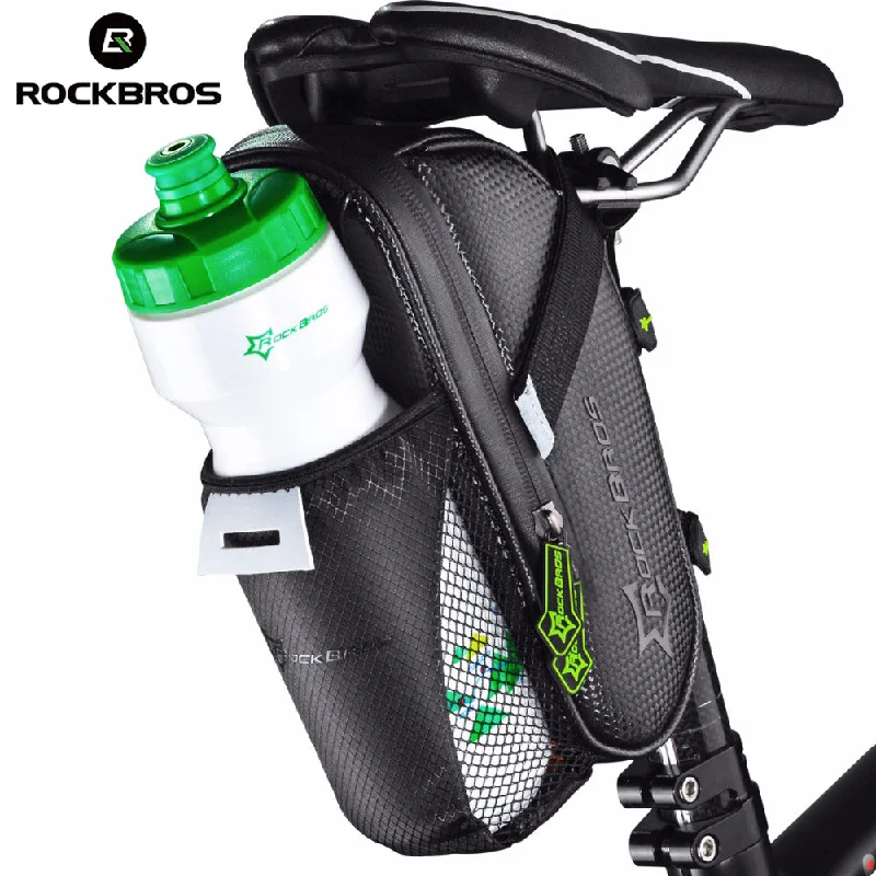 Bike gloves with airflow liner-Bicycle Saddle Bag With Water Bottle Pocket Waterproof