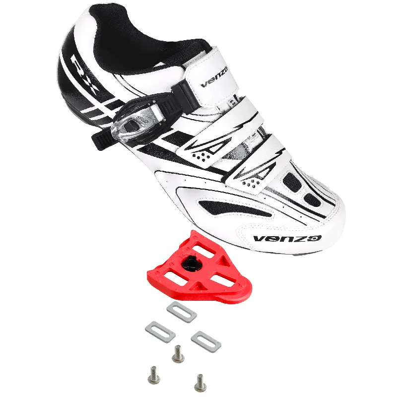 Bicycle socks with durable weave-Venzo RX Road Bike Compatible with  SPD SL Look Cycling Shoes and Look Delta Indoor Cleats White Size 48