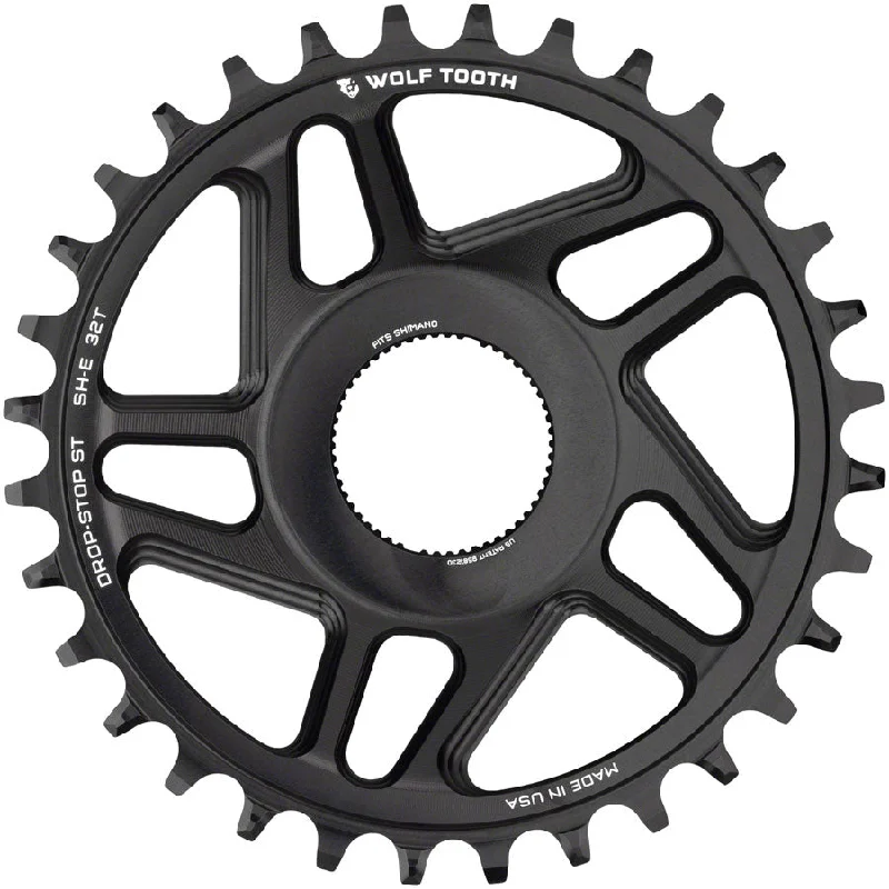 Bike shoes with stretch design-Wolf Tooth Shimano EP-8 Direct Mount Chainring - Drop-Stop ST 34T Black