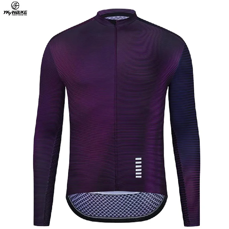 Bicycle arm sleeves with thermal-YKYW Men's PRO Team Aero Cycling Jersey Spring Autumn 15-25℃ Top Quality Gradient Purple