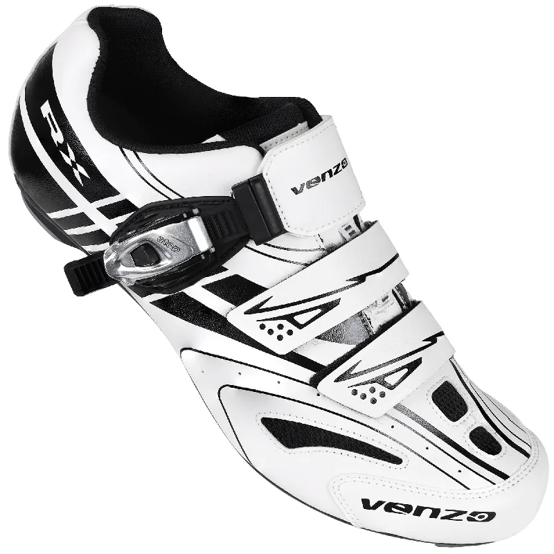 Cycling jacket with thermal straps-Venzo RX Bicycle Unisex Men's or Women's Road Cycling Riding Shoes - Compatible with Peloton for Shimano SPD & Look ARC Delta - Perfect for Indoor Indoor Road Racing Bikes White 47