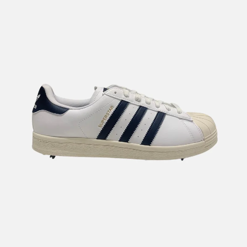 Bike gloves with airflow padding-Adidas Superstar Unisex Golf Shoes -White/Collegiate Navy