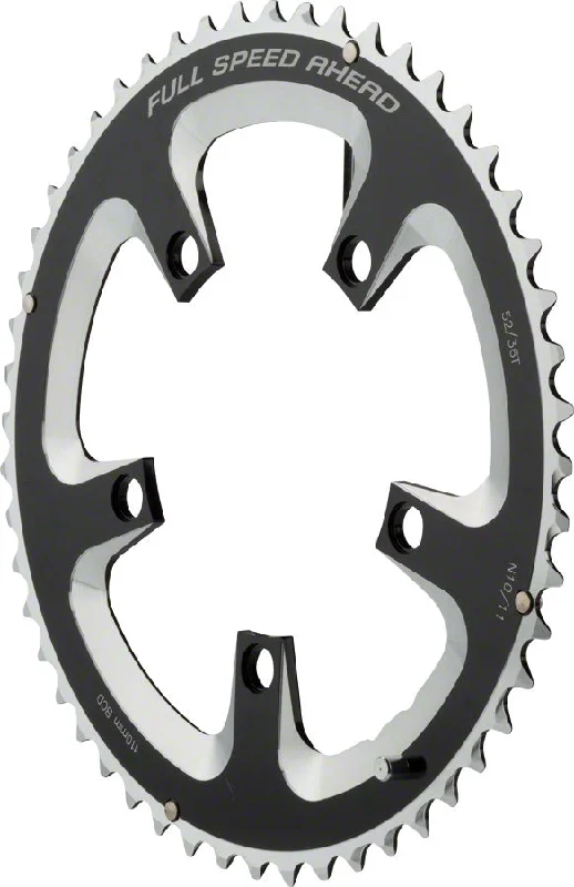 Cycling gloves with thermal design-Full Speed Ahead Super Road Chainring - 52t 110 BCD 5-Bolt Aluminum N11 BLK/Silver