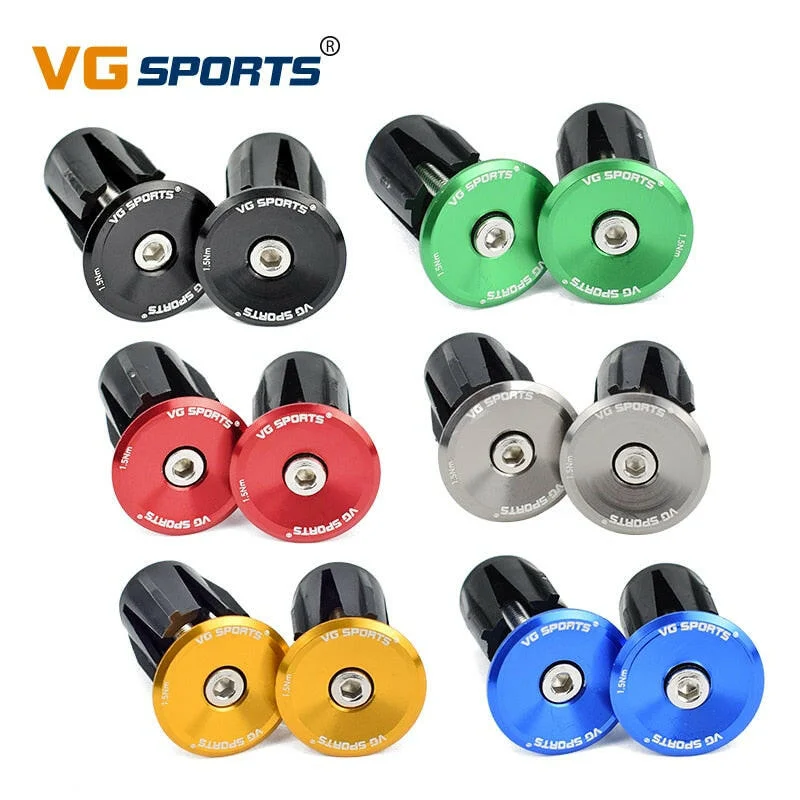 Bicycle shoes for hybrid bikes-VG sports 1 pair Bike Grip Handle Bar End Cap Aluminium Alloy MTB Handlebar Grips Plugs Caps for Bicycle Handlebar Accessories