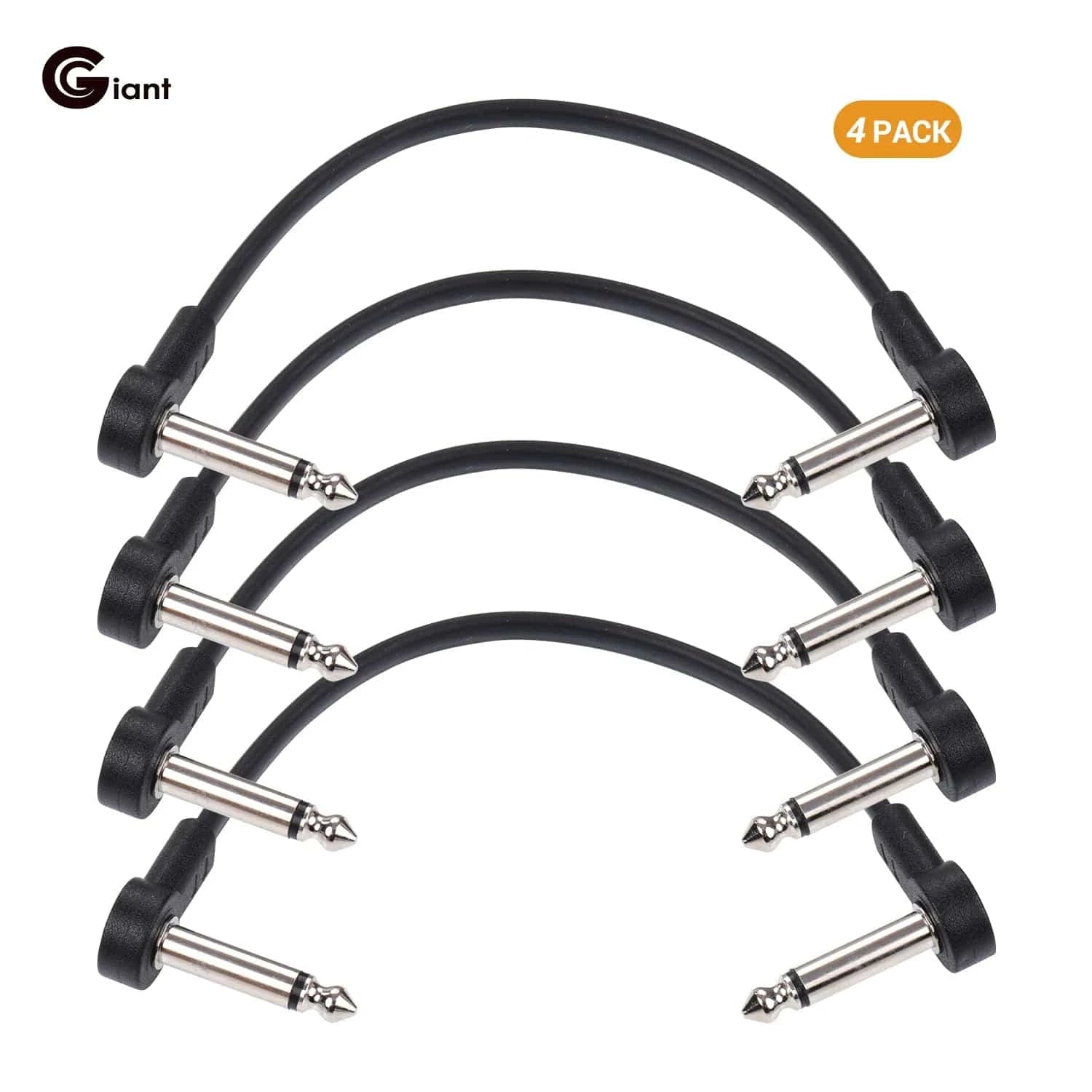 Bicycle arm warmers with durable straps-Ggiant AC-8 Guitar Effect Pedal Flat Patch Cables 6 Inch Length with 1/4 Inch Right Angle Connectors Patch Cable Kit 4 Packs