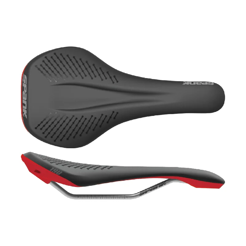 Bike helmet with integrated lights-Spank Oozy 220 Saddle Black/Red