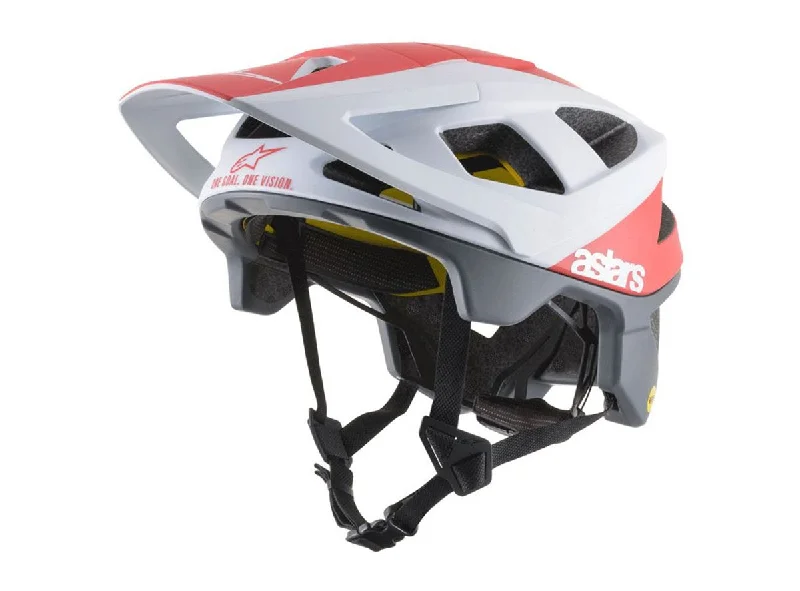 Bicycle helmet with durable padding-Alpinestars Vector Tech Polar MTB Helmet - White-Red Matt