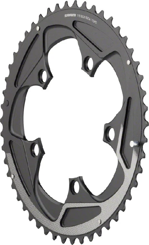 Bike gloves with thermal straps-SRAM 50 Teeth 110mm BCD 11-Speed Yaw Chainring BLK Silver Trim Use 34T