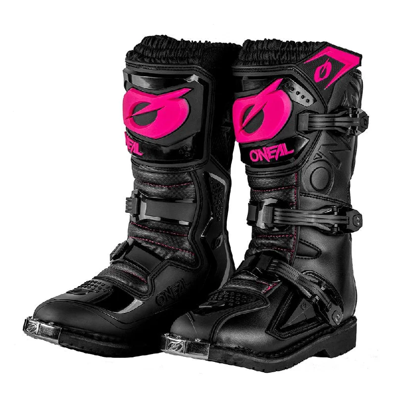 Bicycle riding shoes with airflow-ONEAL RIDER PRO YOUTH 2021 BOOTS - BLACK/PINK