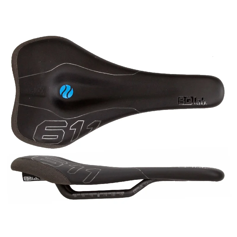 Bike helmet for adventure rides-SQlab 611 Ergowave carbon rail 140* saddle blk