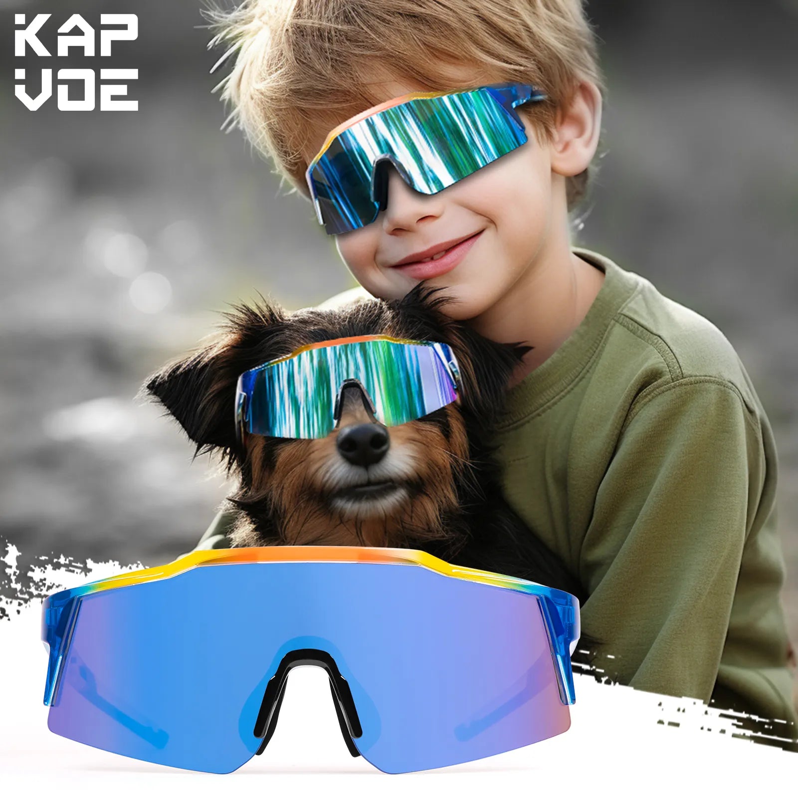 Bicycle riding tights with airflow lining-Kapvoe Child Sunglasses Cycling Glasses for Kids Bike UV400 Boys Girls Parent-child Outdoor Bicycle Sports Protection Eyewear