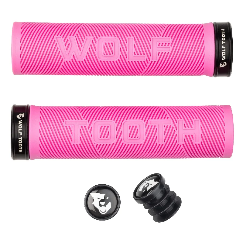 Bicycle riding tights with durable padding-Wolf Tooth Components Echo Lock-On Grip Set Pink/Black