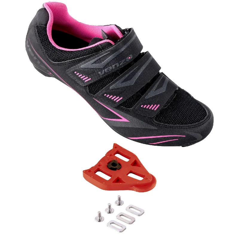 Bike shoes for rugged trails-Venzo Bike Bicycle Women's Ladies Cycling Riding Shoes - Compatible with Peloton, for for Shimano SPD & Look ARC Delta - Perfect for Indoor Exercise Bikes & Road Racing - with Look Delta Cleats - Size 43