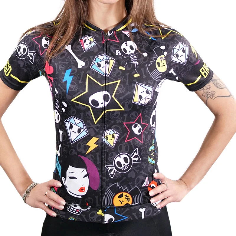 Bicycle socks with durable design-Maglia donna Bike Inside Tokidoki Rock - Nero