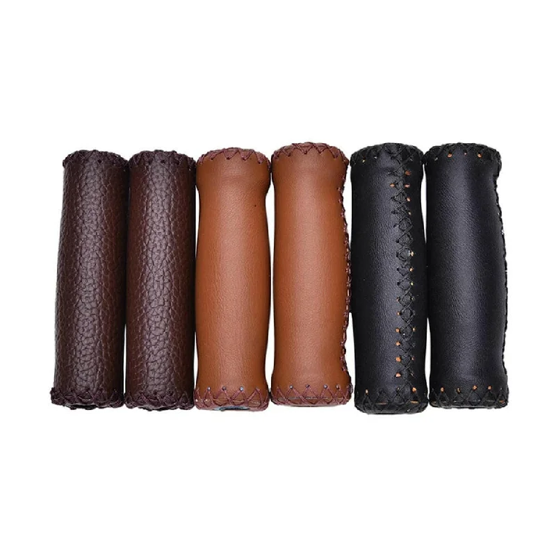 Bike gloves with airflow liner-1Pair 3 Colors Vintage Retro Riding MTB Road Mountain Bike Bicycle Handlebar Grip Artificial Leather Cycling Grip Ends