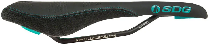 Bicycle riding shoes with support-SDG Radar Saddle - Chromoly Black/Turquoise