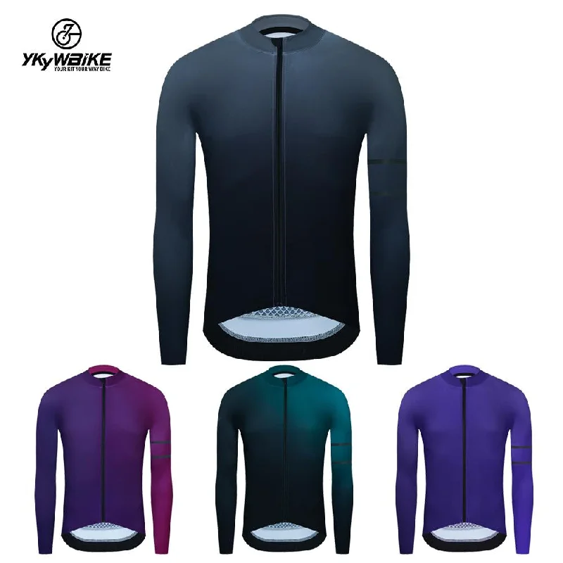 Bike riding knee pads with stretch-YKYW Men's Cycling Jersey Jackets Winter 10-20℃ Long Sleeves Thermal Fleece Highly Elastic 5 Gradient Colors