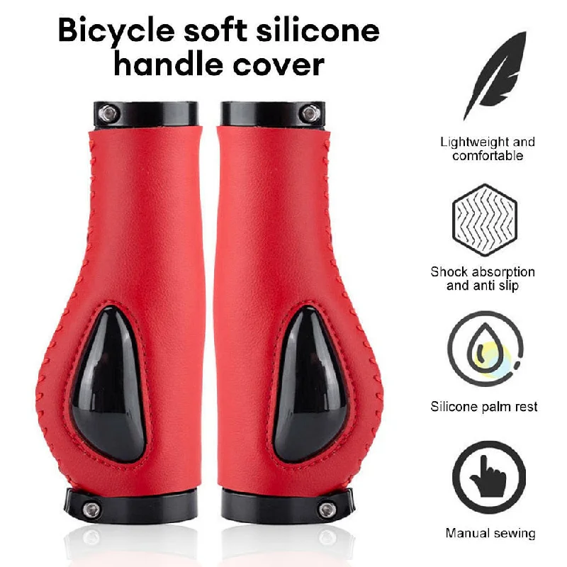 Cycling tights for adventure rides-Mountain Bike Handlebar Grips Non-slip MTB Handle Ergonomics Bilateral Lock Bicycle Grips Shockproof Leather Handle Bar Grips