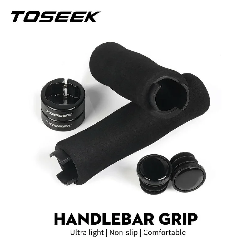 Road bike jersey with stretch panels-TOSEEK  Bicycle Grips Sponge Tape Cover Grips Non-slip Aluminum  Bicycle Handles MTB Cuffs Mountain Bike Grips