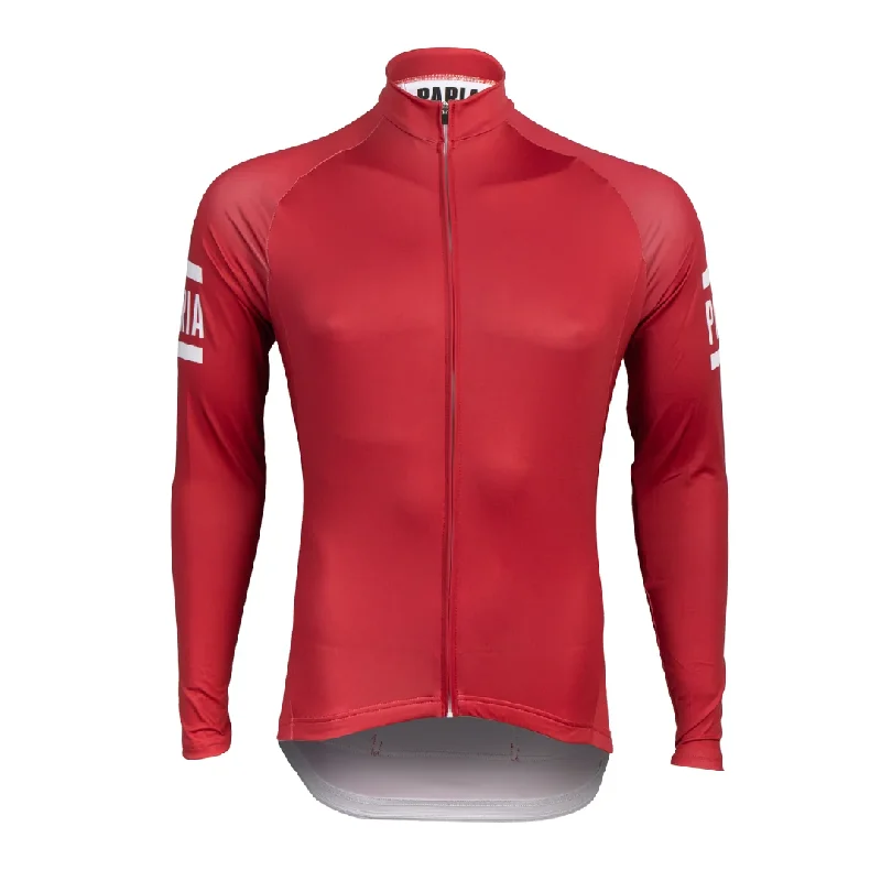 Cycling shorts with adjustable waist-Brick Red Mid weight LS Jersey | Hoban