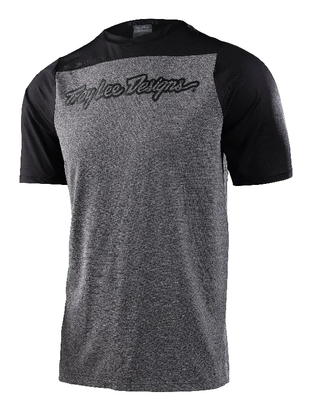 Bicycle helmet with durable padding-Troy Lee Designs Skyline Short Sleeve MTB Jersey - Signature - Heather Gray-Black