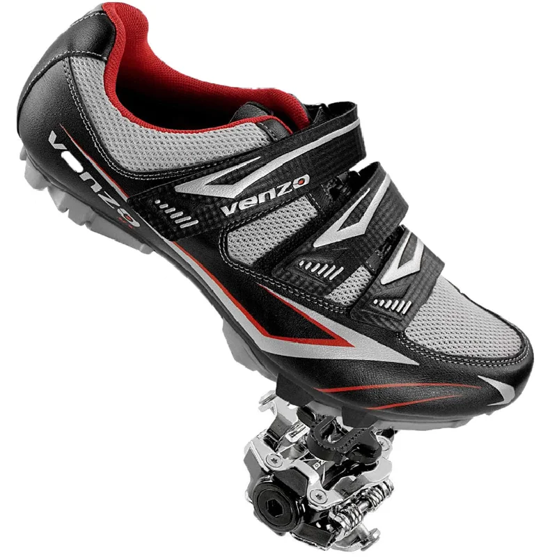 Bike shoes with thermal design-Venzo Men's Mountain Bike Bicycle Cycling Shoes + Pedals & Cleats - Compatible with Shimano SPD - Ideal For Indoor Cycling, Off-Road, MTB - 10 US Men