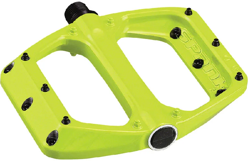 Bike shoes with stretch padding-Spank Spoon DC Pedals - Platform Aluminum 9/16" Lime Green